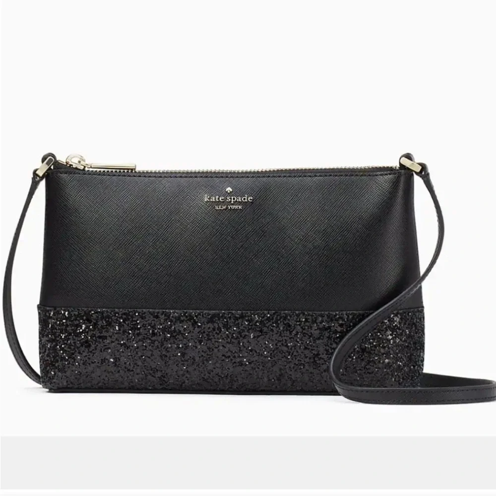 Kate Spade black flash glitter Crossbody NWT